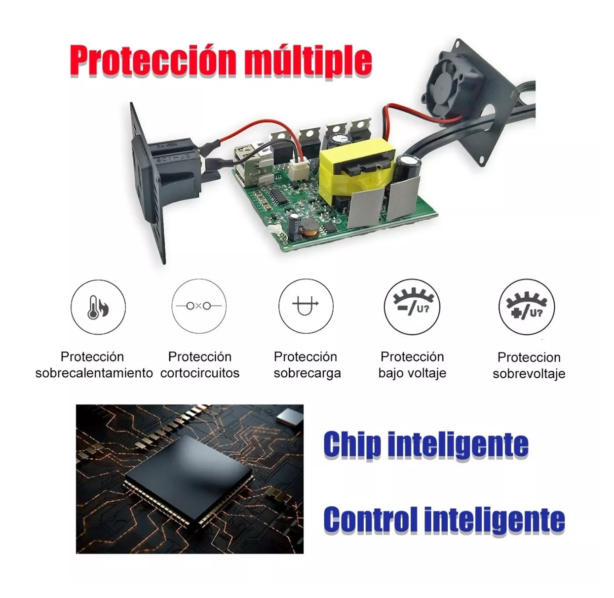 Foto 5 pulgar | Inversor de Corriente Automático Belug 12v A 110v 300w 2 Ac y 2 Negro