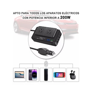 Foto 2 | Inversor de Corriente Portátil para Auto Lab.G 200w 12v a 110v Negro