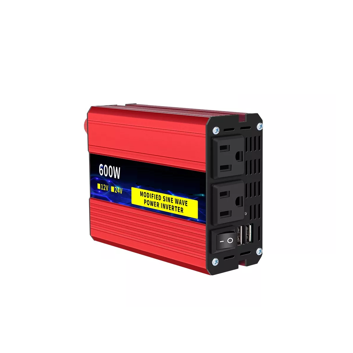 Inversor De Corriente Coche Portátil 12v/110v60hz 600w Autoeo Safe Imports Esi-11008 Rojo