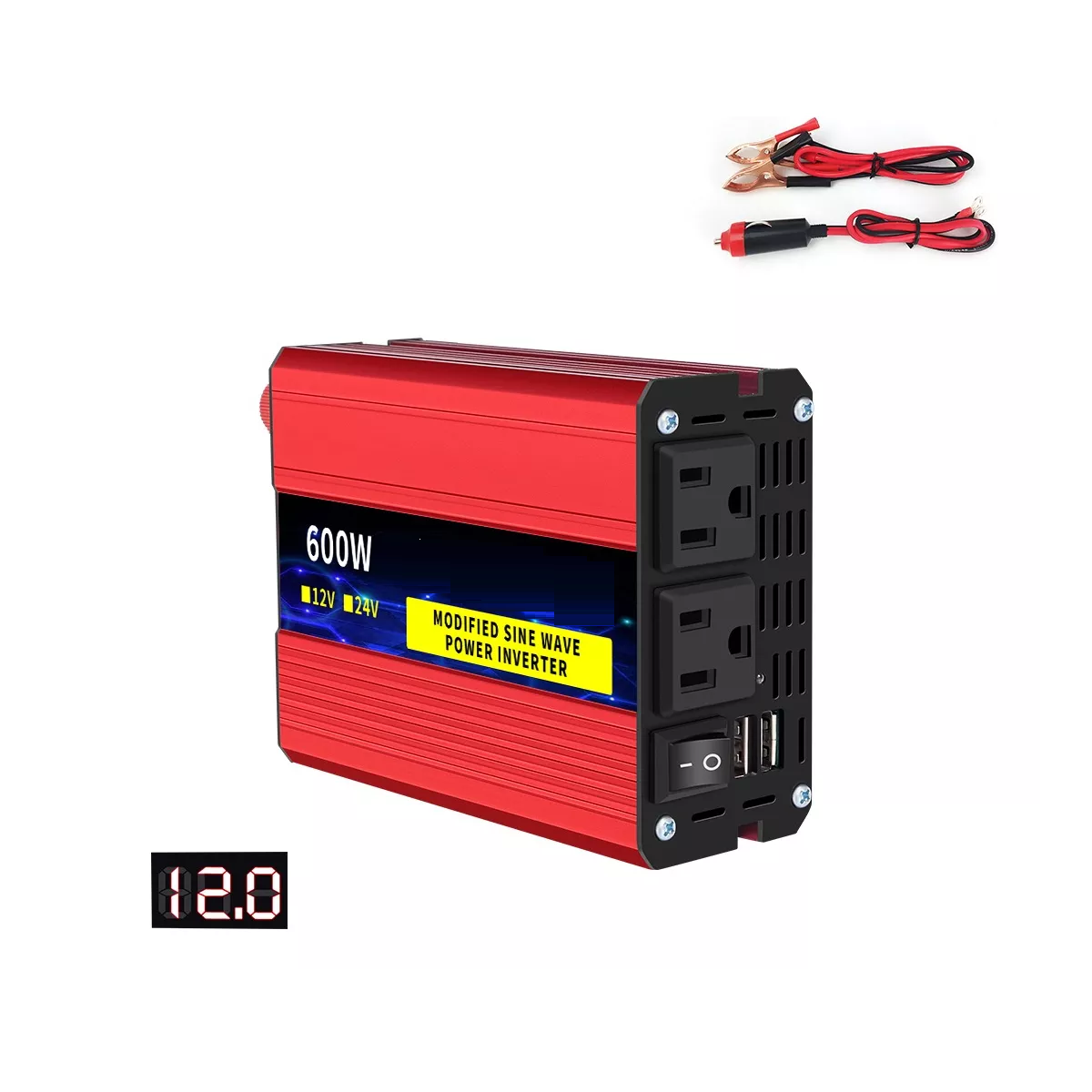 Foto 4 pulgar | Inversor De Corriente Coche Portátil 12v/110v60hz 600w Autoeo Safe Imports Esi-11008 Rojo