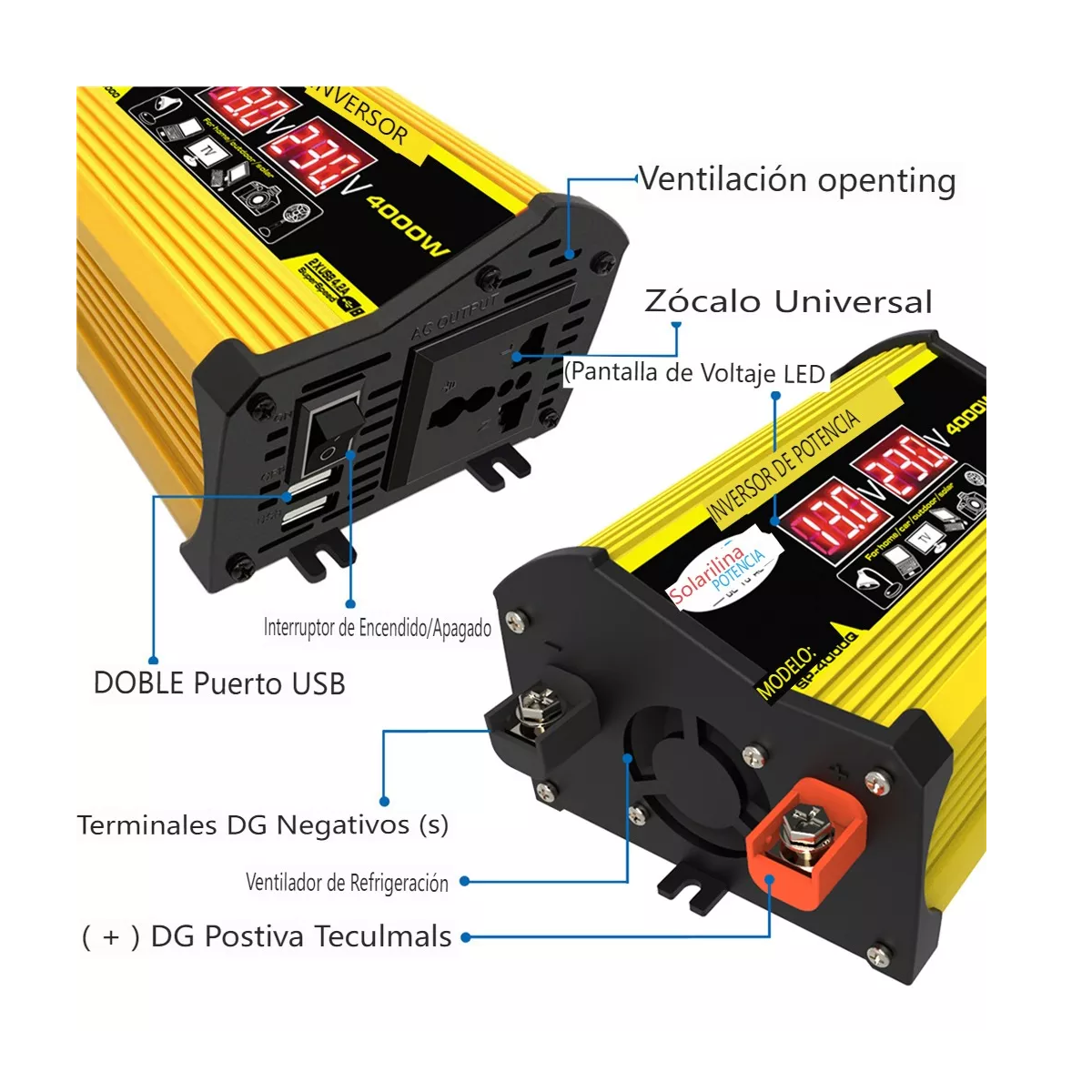 Foto 2 | Inversor De Corriente Para Auto Carro Eo Safe Imports  Esi-12639   Amarillo