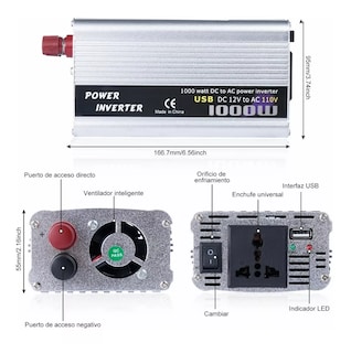 Foto 4 | Convertidor de Corriente para Auto 1000w 12 A 110v Plateado
