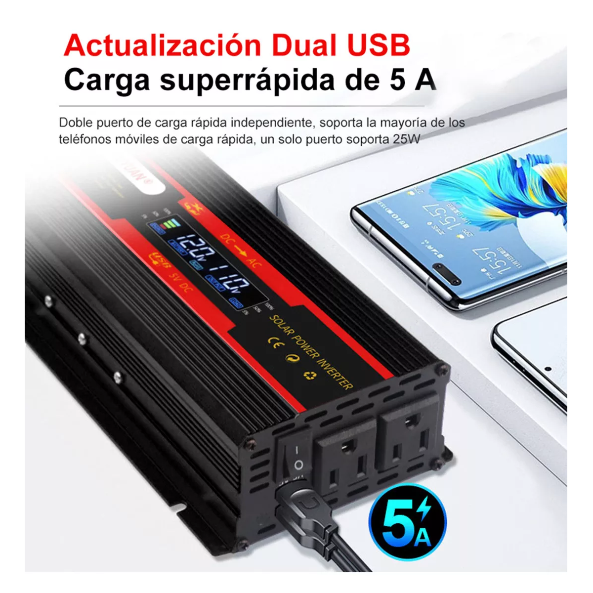 Foto 4 pulgar | Convertidor Solar Inversor De Coche Eo Safe Imports Esi-16197 Multicolor