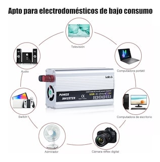 Foto 2 | Convertidor De Corriente Lab.g Auto Para Auto 1000w 12 A 110v, Plata