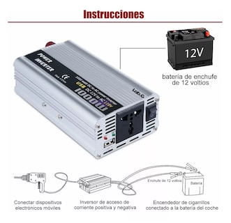 Foto 3 | Convertidor De Corriente Lab.g Auto Para Auto 1000w 12 A 110v, Plata