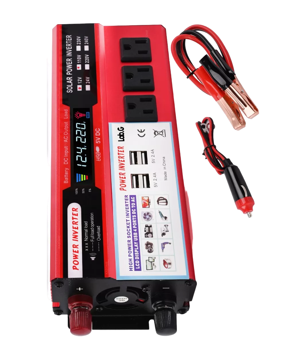 Foto 4 pulgar | Convertidor de Potencia Inversor para Auto 2000w Dc12v-a110v