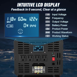 Foto 3 | Inversor De Corriente Vevor Pure Sine Wave 5000 W Dc 12 V A Ac 120 V - Venta Internacional.