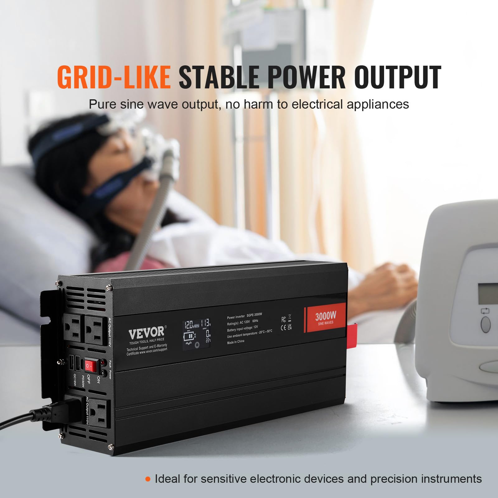 Foto 4 pulgar | Inversor De Corriente Vevor Pure Sine Wave 3000 W Dc 12 V A Ac 120 V - Venta Internacional.