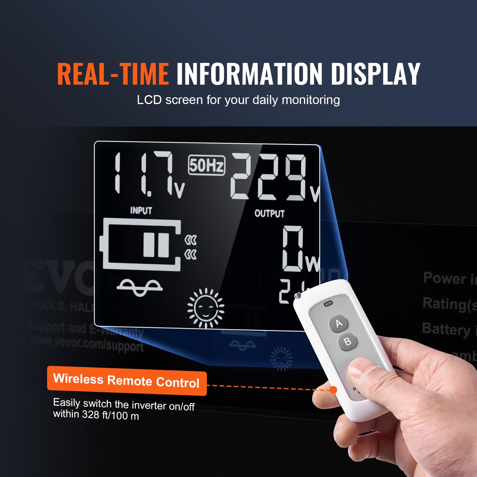 Foto 6 pulgar | Inversor De Corriente Vevor Pure Sine Wave 3000 W Dc 12 V A Ac 120 V - Venta Internacional.