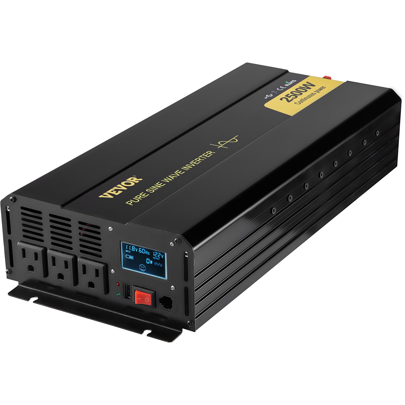 Foto 1 | Inversor De Corriente Vevor De 2500 W, Onda Sinusoidal Pura, 12 V Dc A 120 V Ac - Venta Internacional.