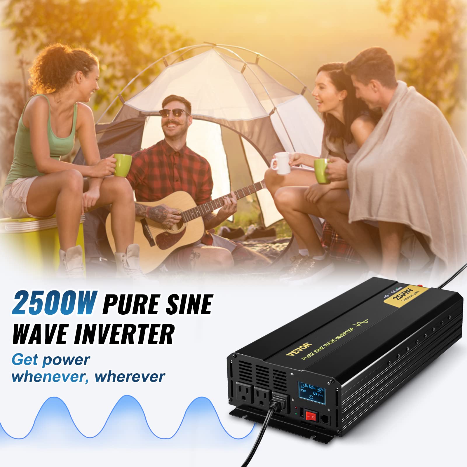 Foto 3 pulgar | Inversor De Corriente Vevor De 2500 W, Onda Sinusoidal Pura, 12 V Dc A 120 V Ac - Venta Internacional.