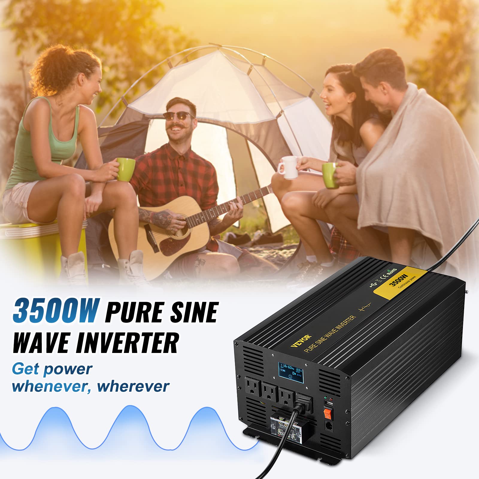 Foto 2 | Inversor De Corriente Vevor Pure Sine Wave 3500 W Dc 12 V A Ac 120 V - Venta Internacional.