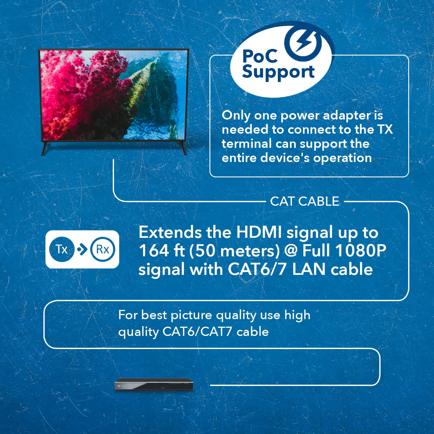 Foto 5 pulgar | Extensor Hdmi Orei 4k Sobre Ethernet Cat5/cat6/cat7 50m - Venta Internacional.