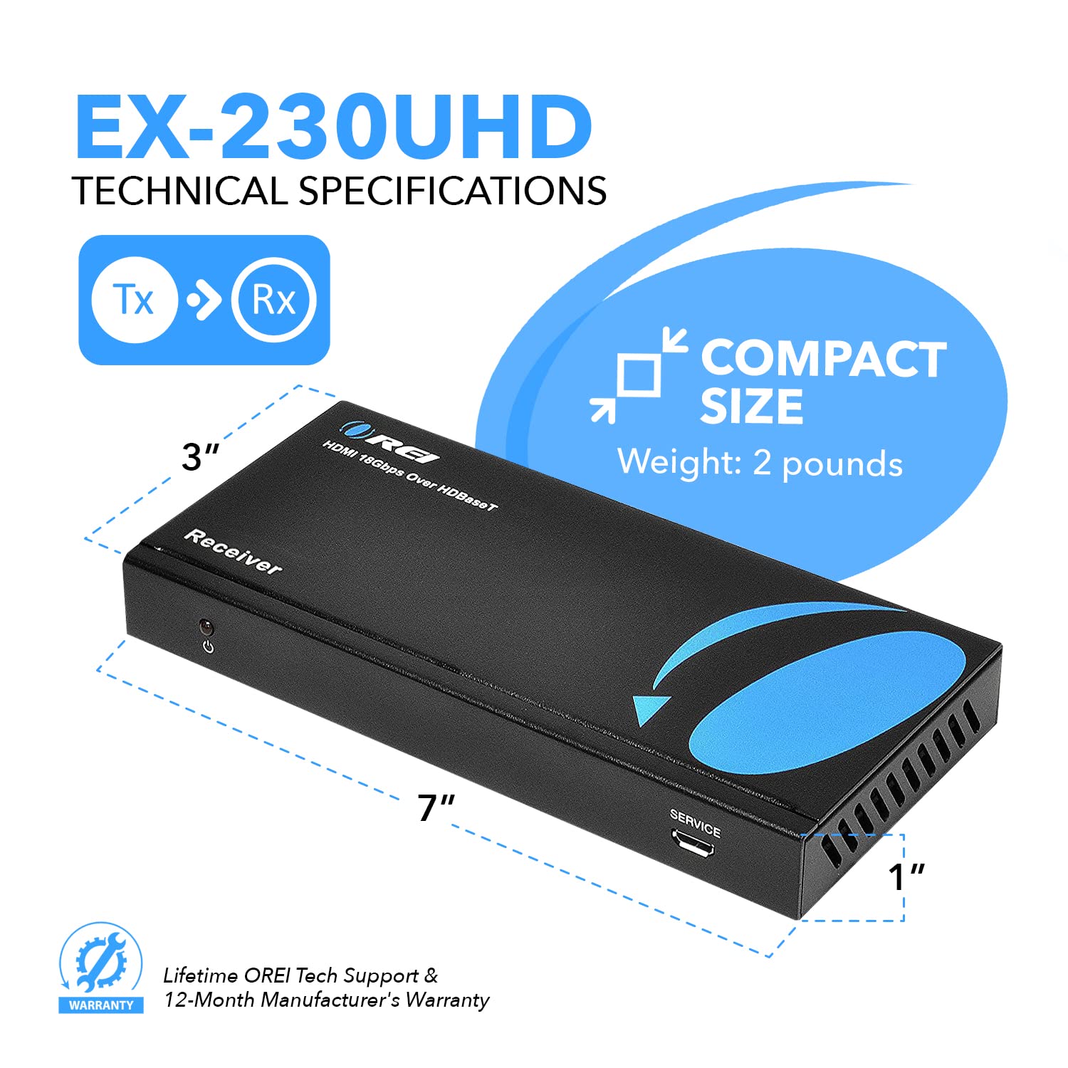 Foto 2 | Extensor Hdmi A Través De Ethernet Orei 4k 60 Hz Hdbaset 230 Pies - Venta Internacional.