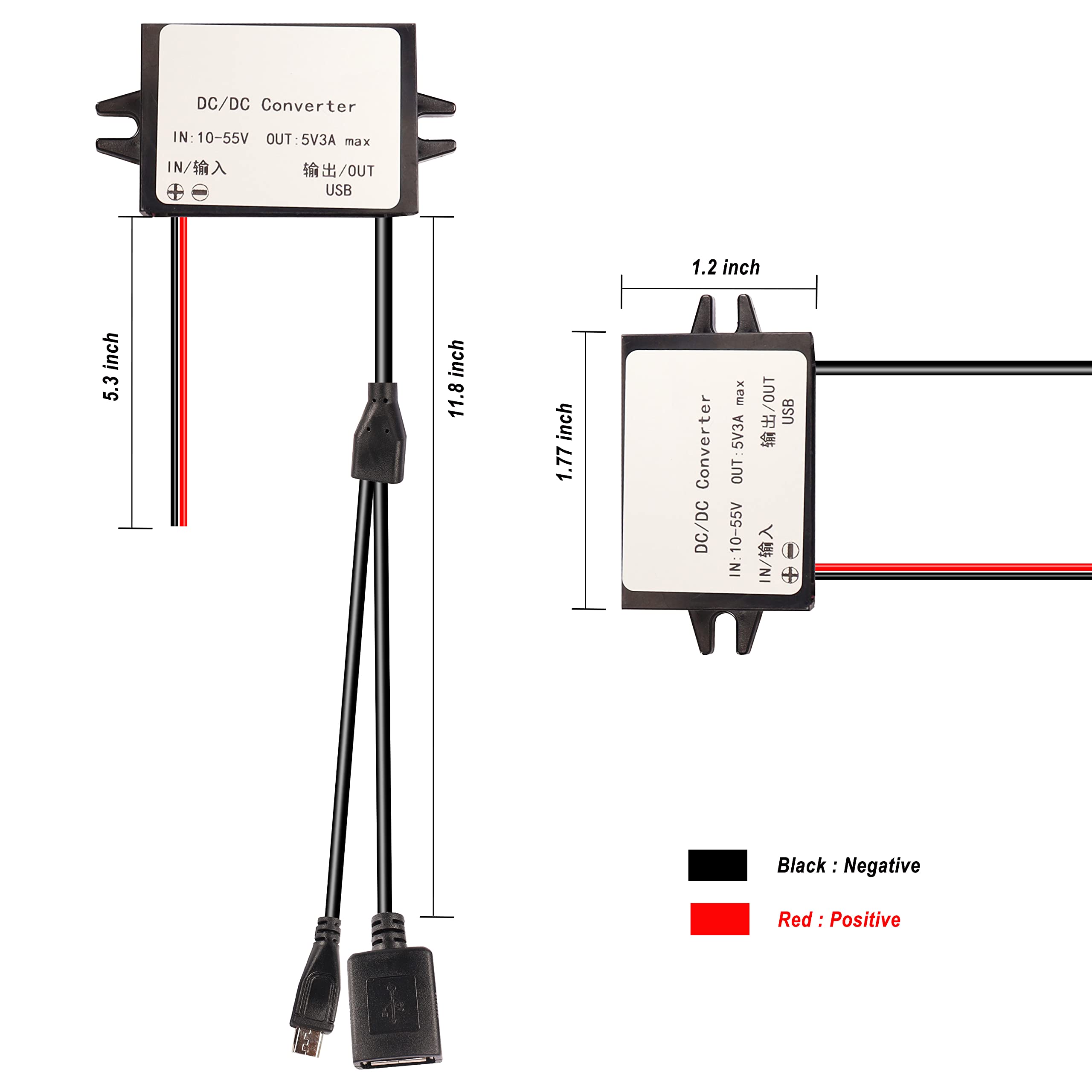 Foto 3 pulgar | Convertidor Dc Xmsjsiy 10-55v A 5v Usb 3a 15w De Alimentación Para Coche - Venta Internacional.
