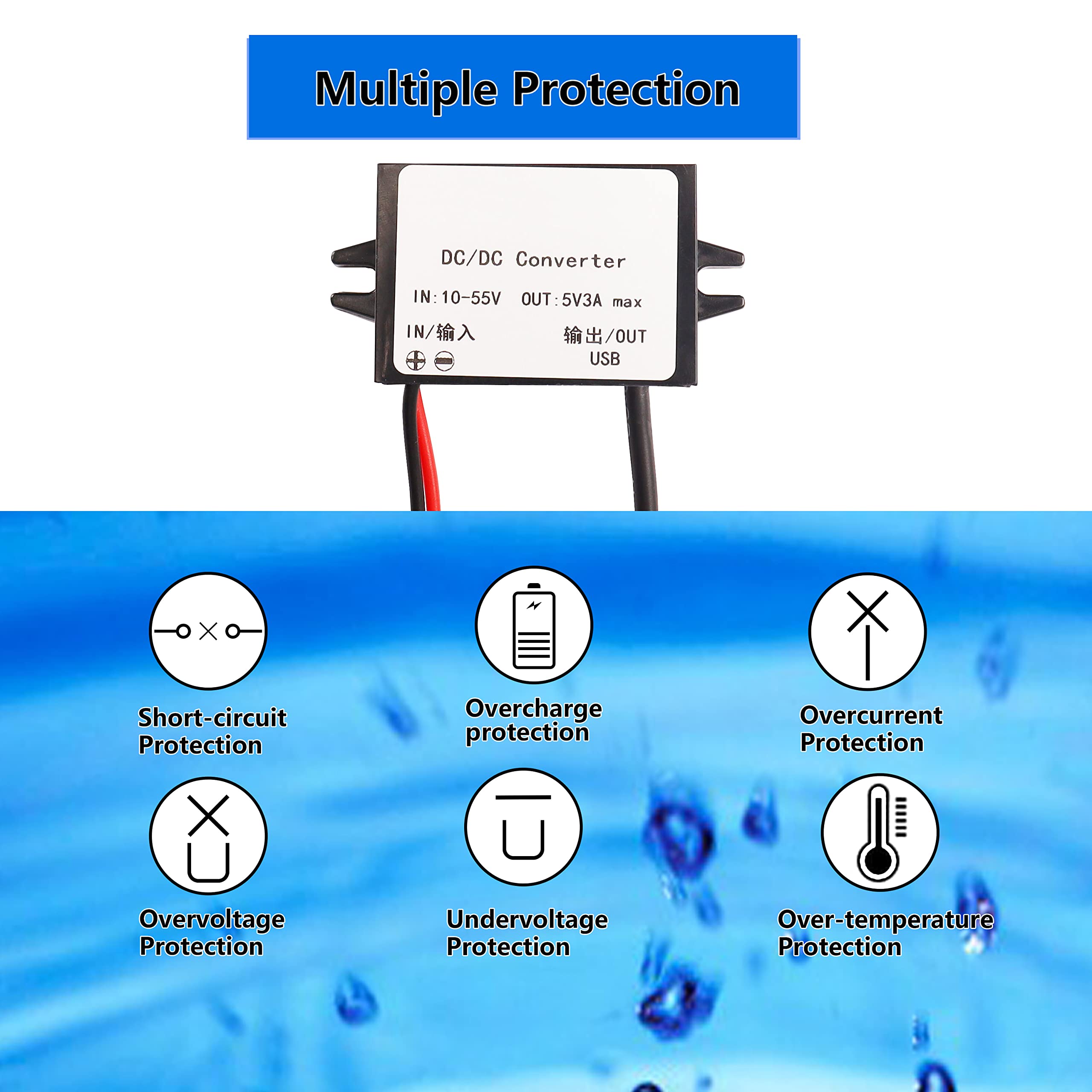 Foto 6 pulgar | Convertidor Dc Xmsjsiy 10-55v A 5v Usb 3a 15w De Alimentación Para Coche - Venta Internacional.