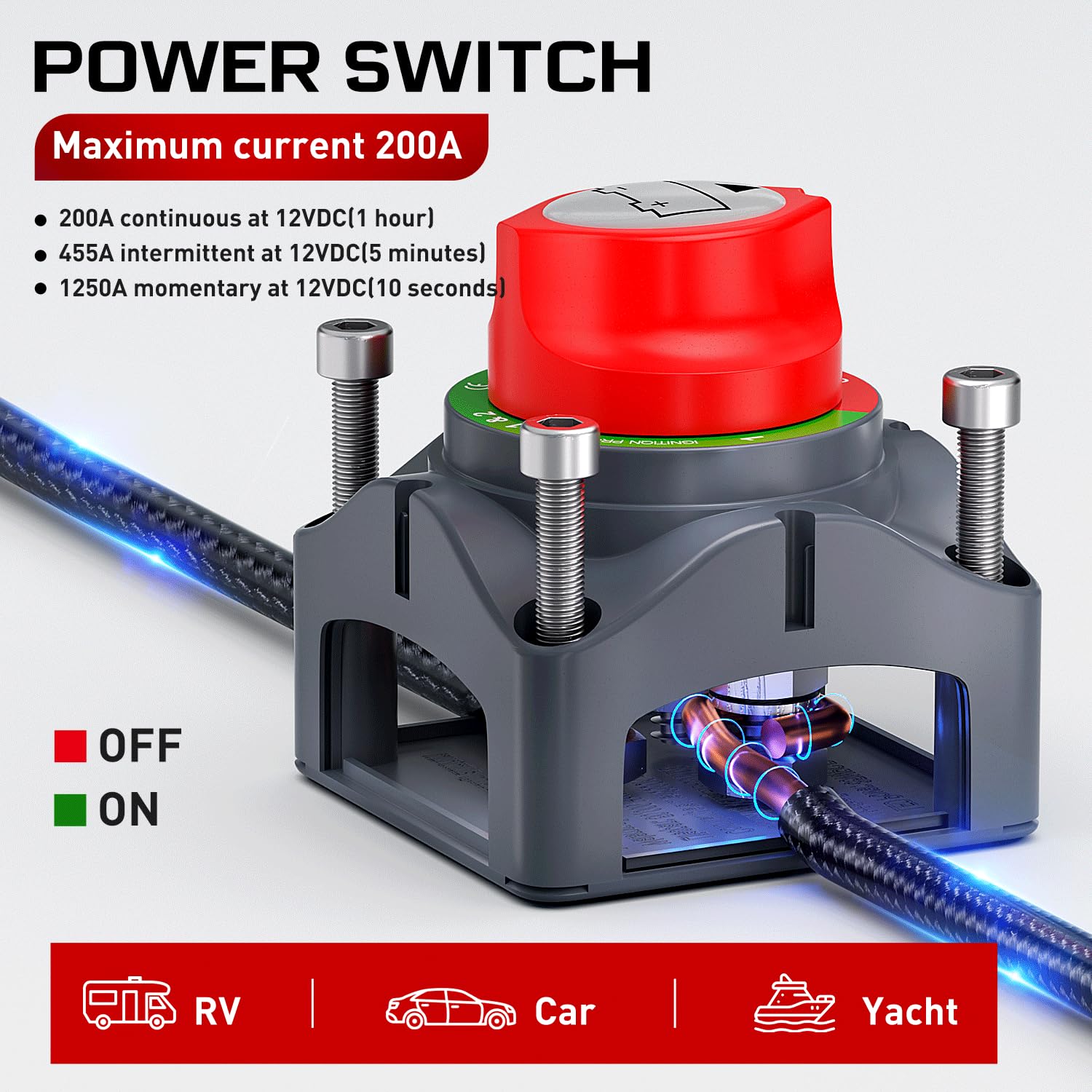 Foto 2 | Interruptor De Batería Nilight 90015a 12-48 V A Prueba De Agua Para Coche Y Autocaravana - Venta Internacional.