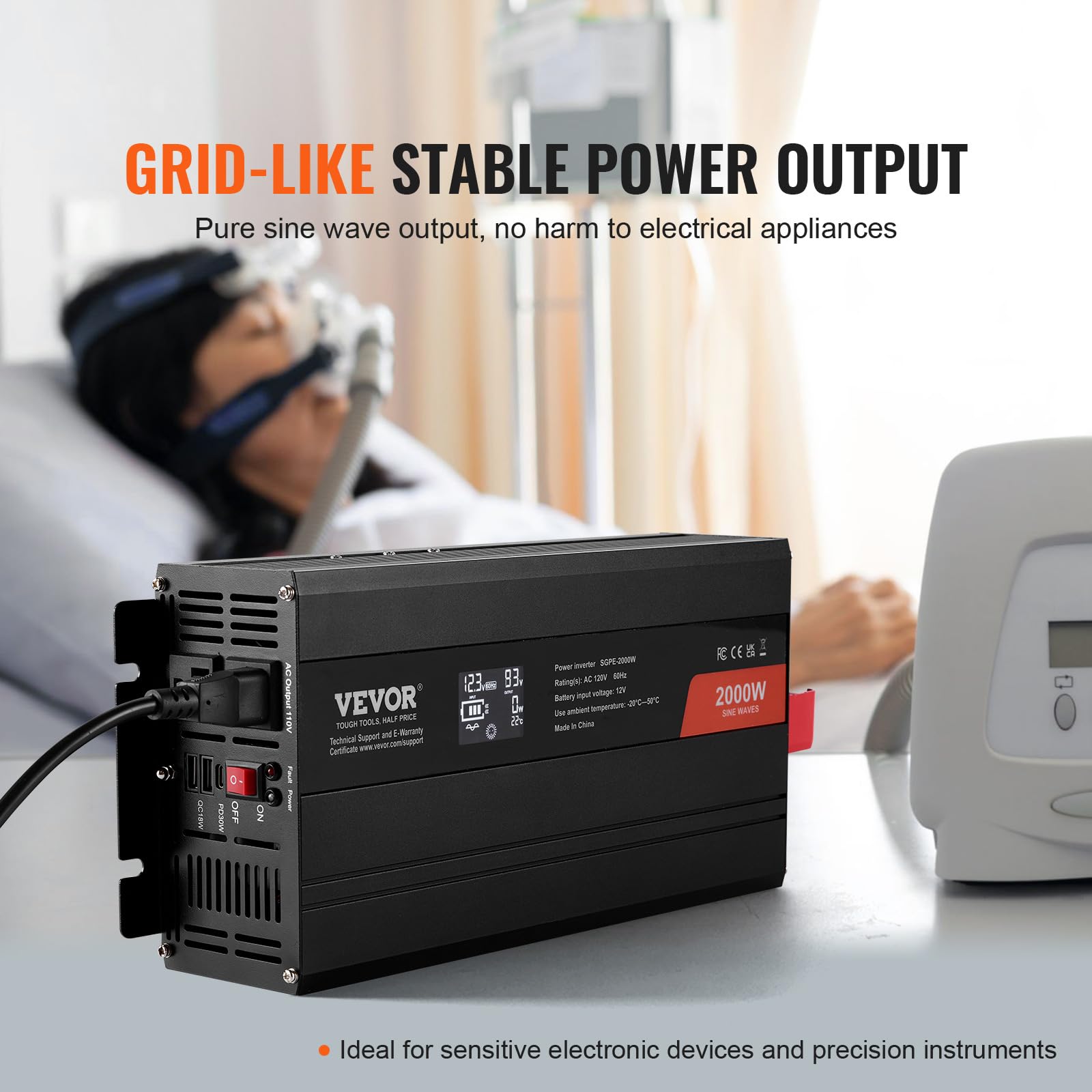 Foto 4 pulgar | Inversor De Corriente Vevor Pure Sine Wave 2000 W Dc 12 V A Ac 120 V - Venta Internacional.