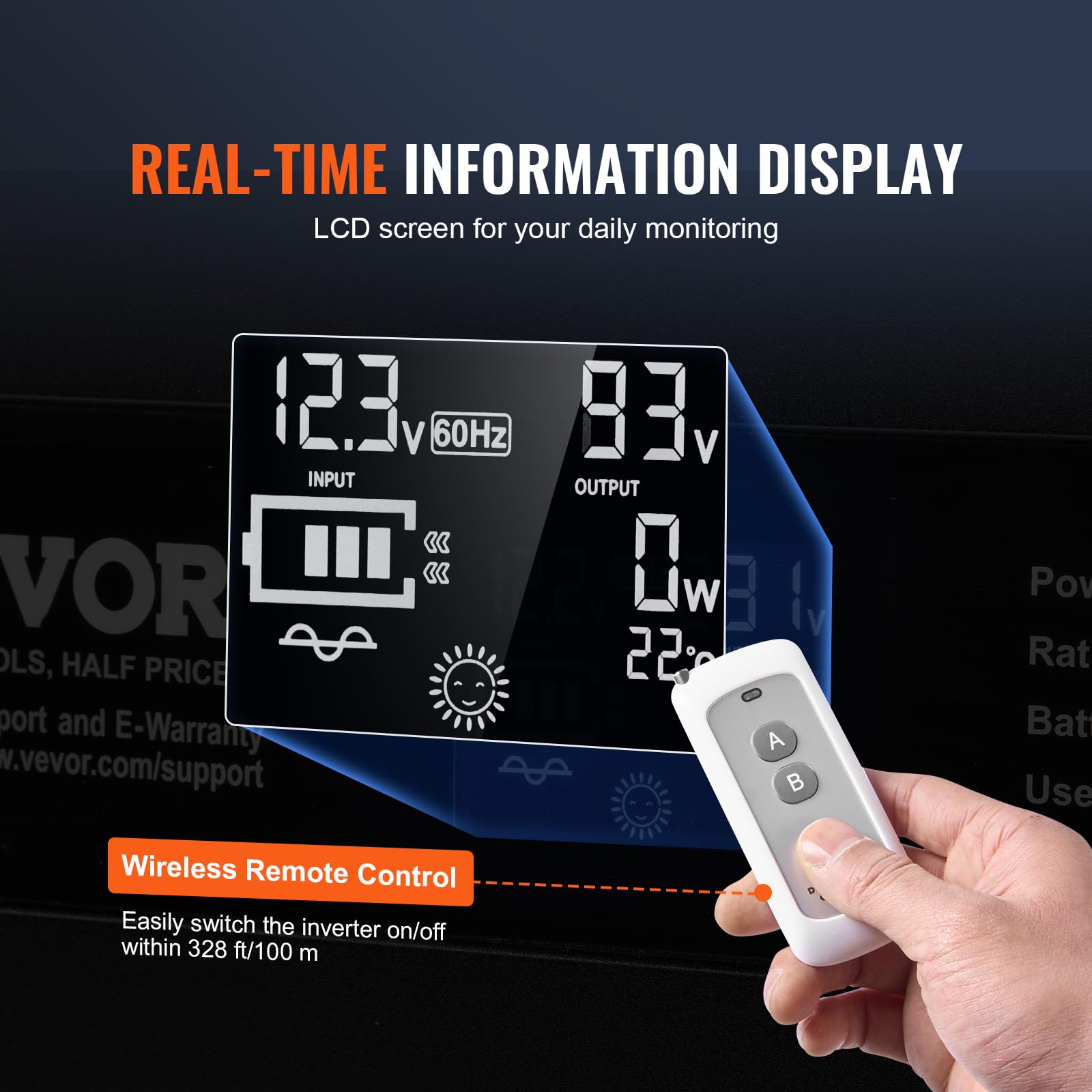 Foto 6 pulgar | Inversor De Corriente Vevor Pure Sine Wave 2000 W Dc 12 V A Ac 120 V - Venta Internacional.