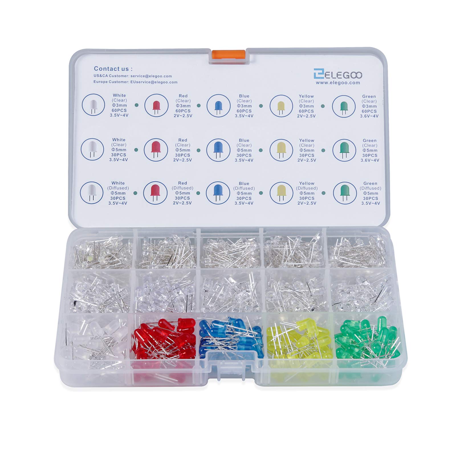 Foto 1 | Kit Led Elegoo De 3 Mm Y 5 Mm, Difusos Y Transparentes, Varios 600 Unidades - Venta Internacional.