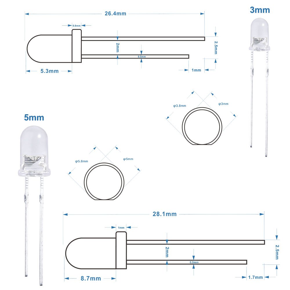 Foto 7 pulgar | Kit Led Elegoo De 3 Mm Y 5 Mm, Difusos Y Transparentes, Varios 600 Unidades - Venta Internacional.