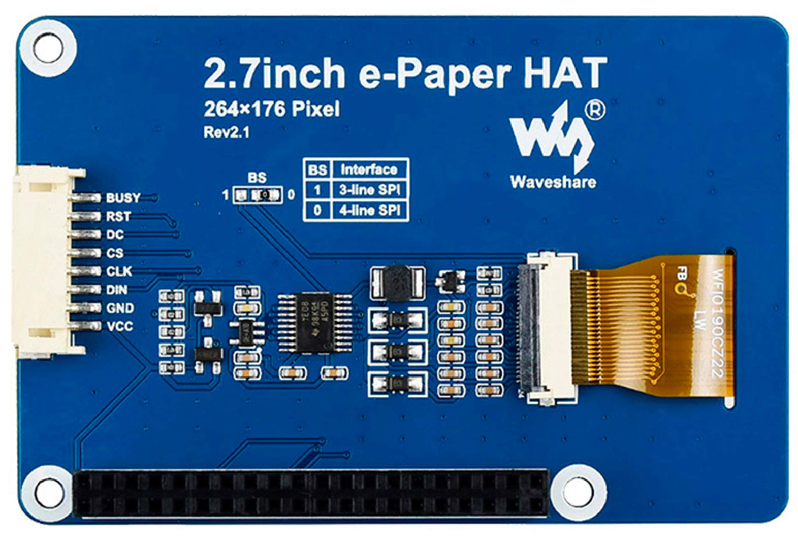 Foto 3 | Pantalla E-ink Hat Waveshare De 2,7 Pulgadas, 264 X 176 Píxeles, Negro/blanco - Venta Internacional.