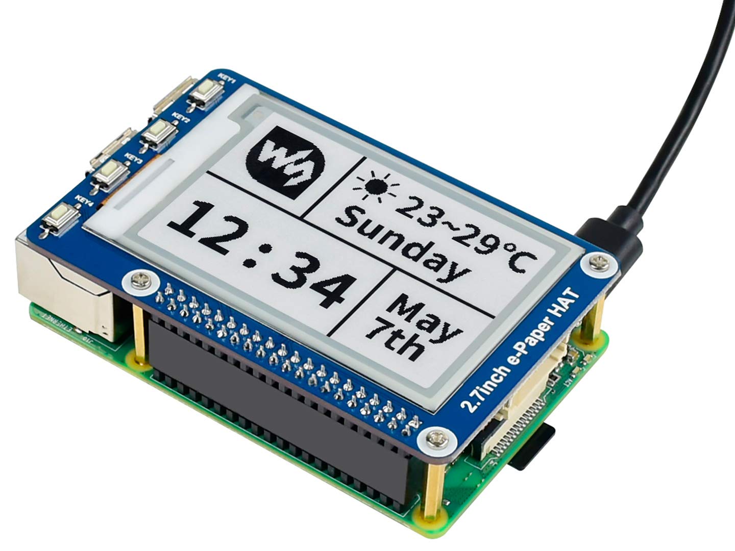 Foto 4 | Pantalla E-ink Hat Waveshare De 2,7 Pulgadas, 264 X 176 Píxeles, Negro/blanco - Venta Internacional.