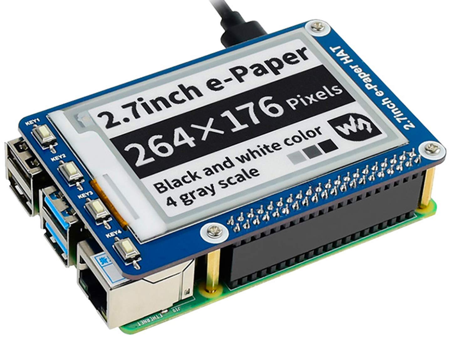 Foto 5 | Pantalla E-ink Hat Waveshare De 2,7 Pulgadas, 264 X 176 Píxeles, Negro/blanco - Venta Internacional.