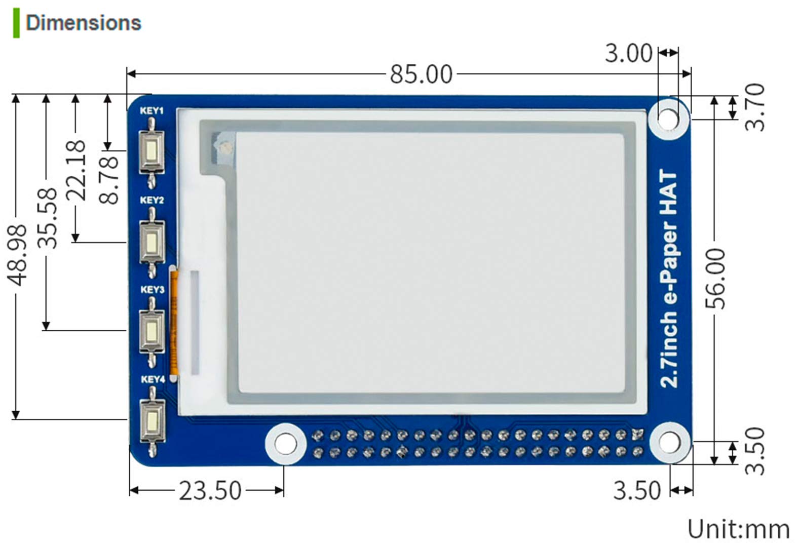 Foto 8 pulgar | Pantalla E-ink Hat Waveshare De 2,7 Pulgadas, 264 X 176 Píxeles, Negro/blanco - Venta Internacional.