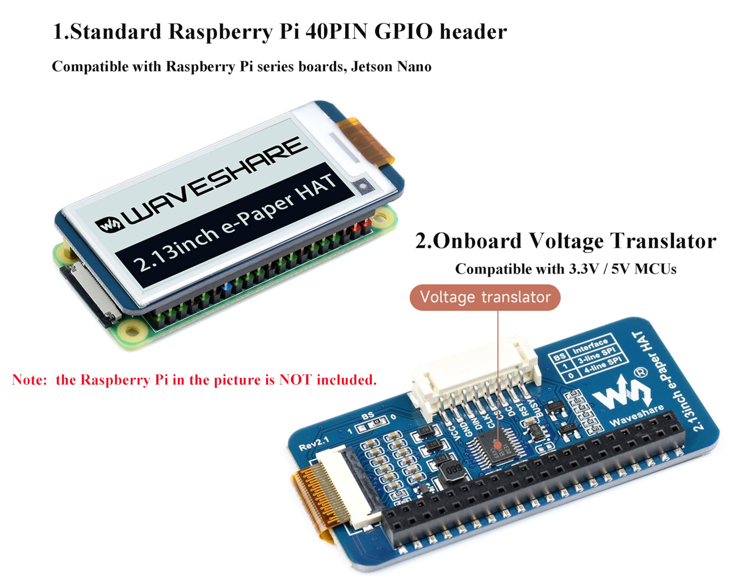 Foto 3 | Pantalla E-ink Hat Waveshare V4 De 2.13 Pulgadas Para Raspberry Pi - Venta Internacional.