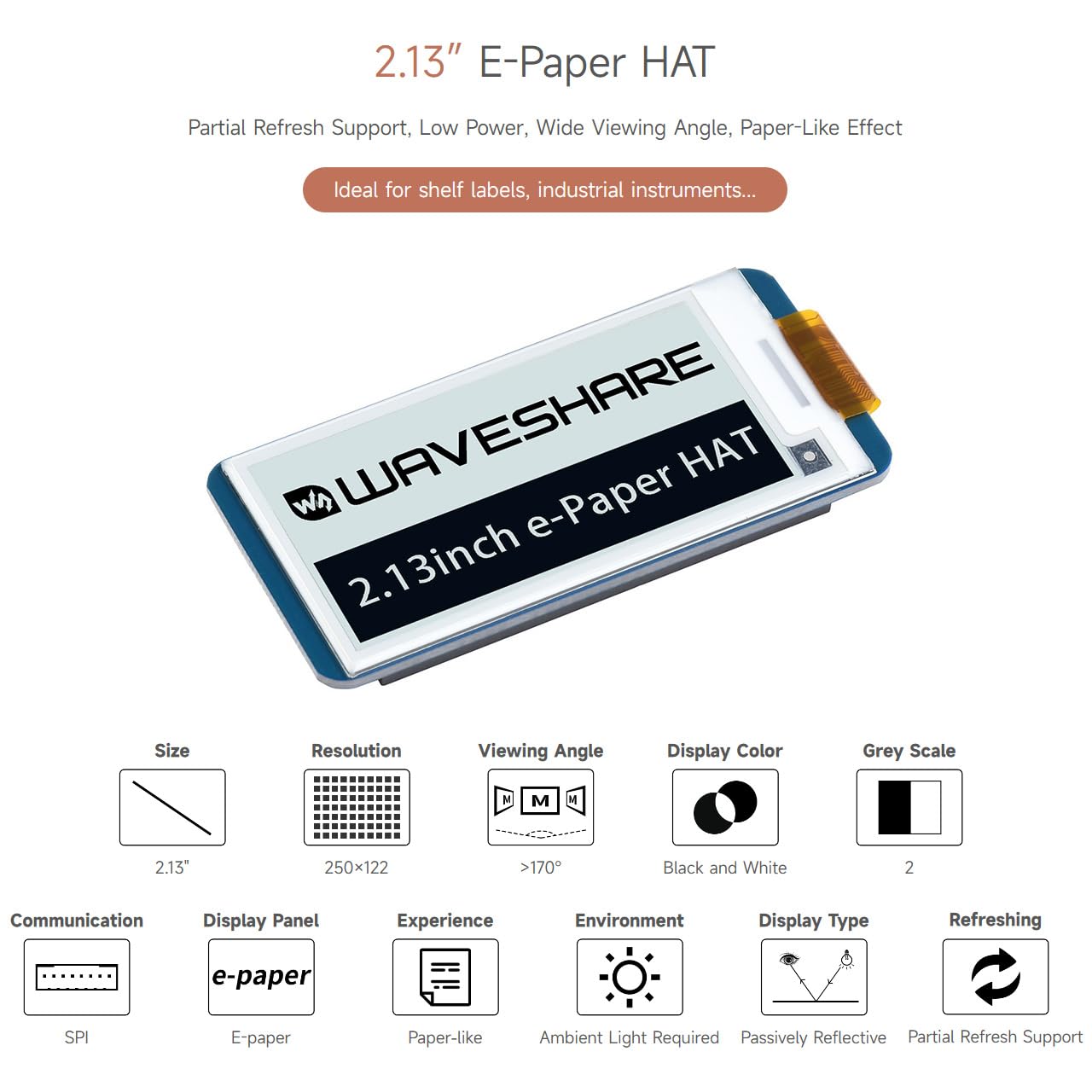 Foto 4 pulgar | Pantalla E-ink Hat Waveshare V4 De 2.13 Pulgadas Para Raspberry Pi - Venta Internacional.