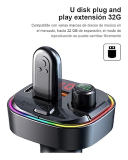Foto 3 | Transmisor Bluetooth Fm Audio Cargador de Coche Malubero color Negro