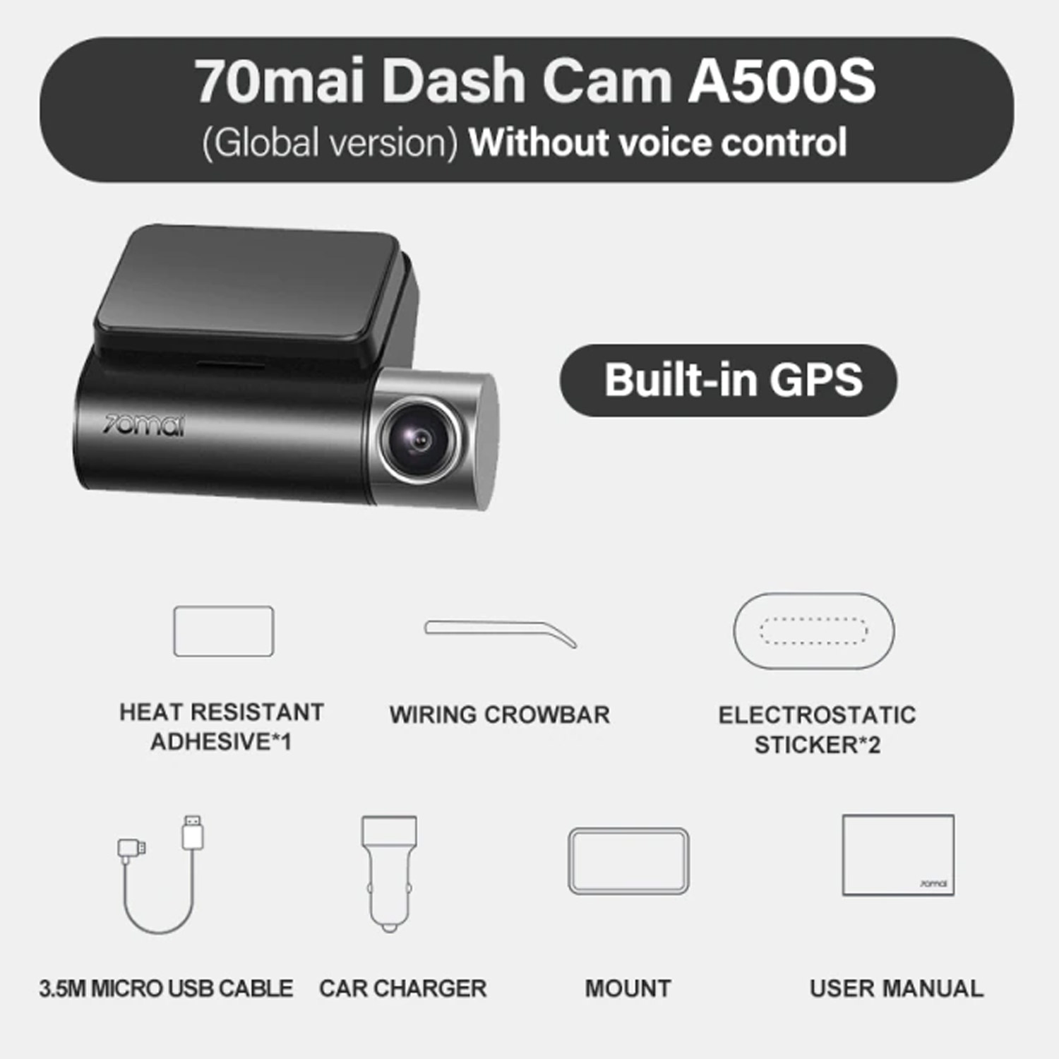 Foto 4 pulgar | Cámara de auto 70mai Dash Cam Pro Plus A500s color Negro