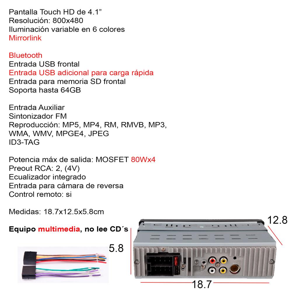 Foto 6 pulgar | Autoestereo Vak VC-5871 MP5 LCD 4'' Mirrorlink