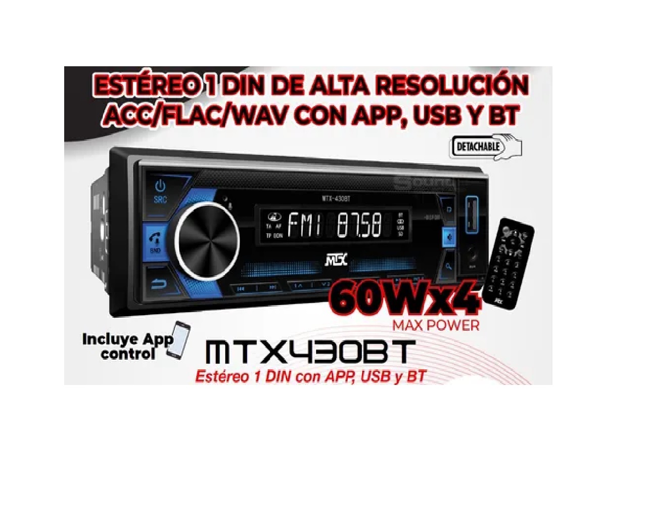 Autoestéreo Mtx  Mtx-430bt  Usb,bt,aux,siri Con Ecualizador De 10 Bandas Color Negro