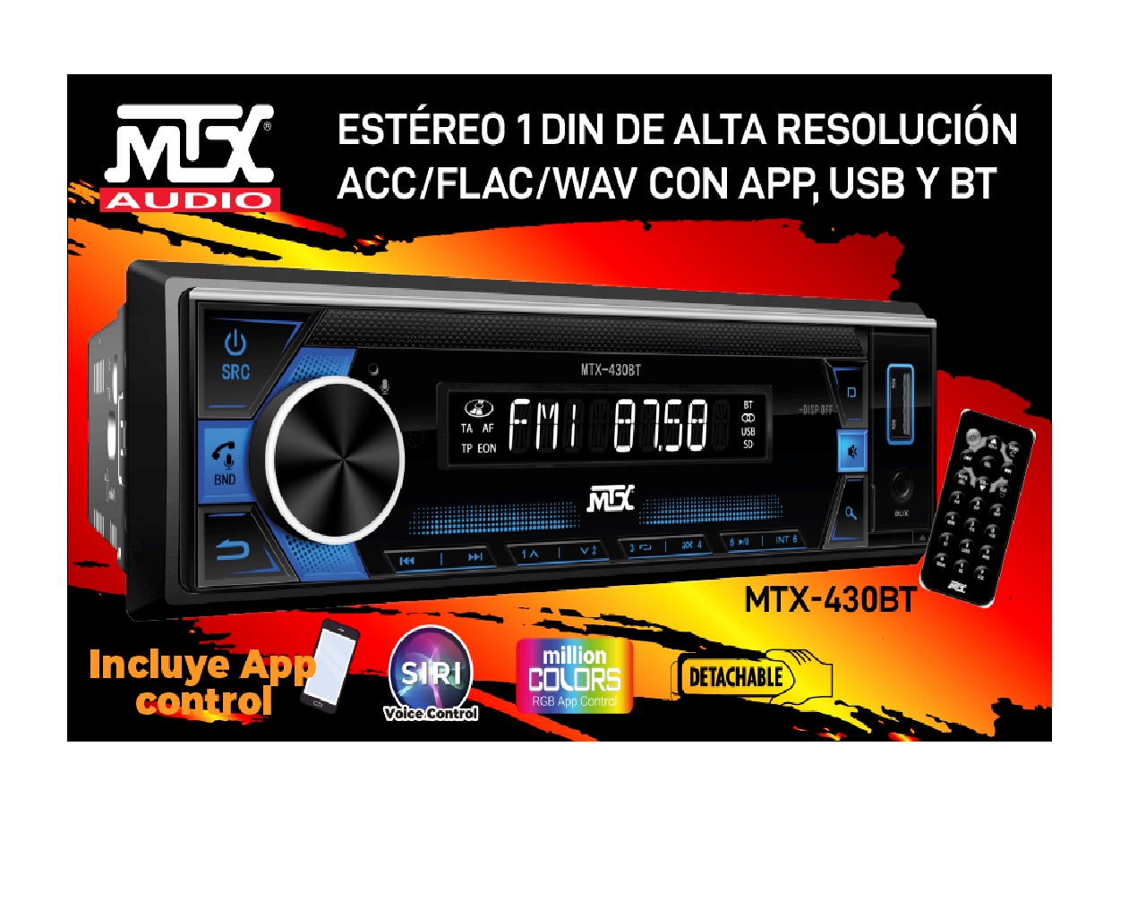 Foto 4 pulgar | Autoestéreo Mtx  Mtx-430bt  Usb,bt,aux,siri Con Ecualizador De 10 Bandas Color Negro