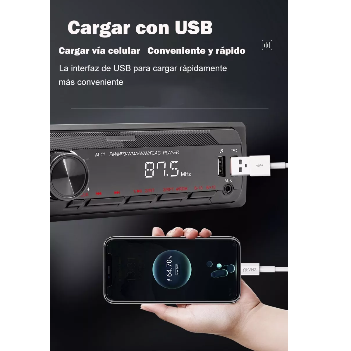 Foto 4 pulgar | Estéreo para Auto Eo Safe Imports ESI-3844 color Negro con Mp3 2 USB Bluetooth