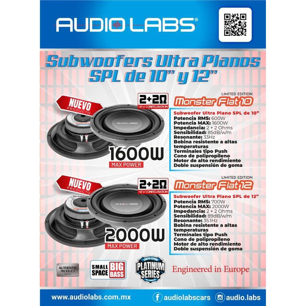 Foto 8 pulgar | Subwoofer Plano Audio Labs Monsterflat color Negro 12'' 2000 W 2 OHMS DVC