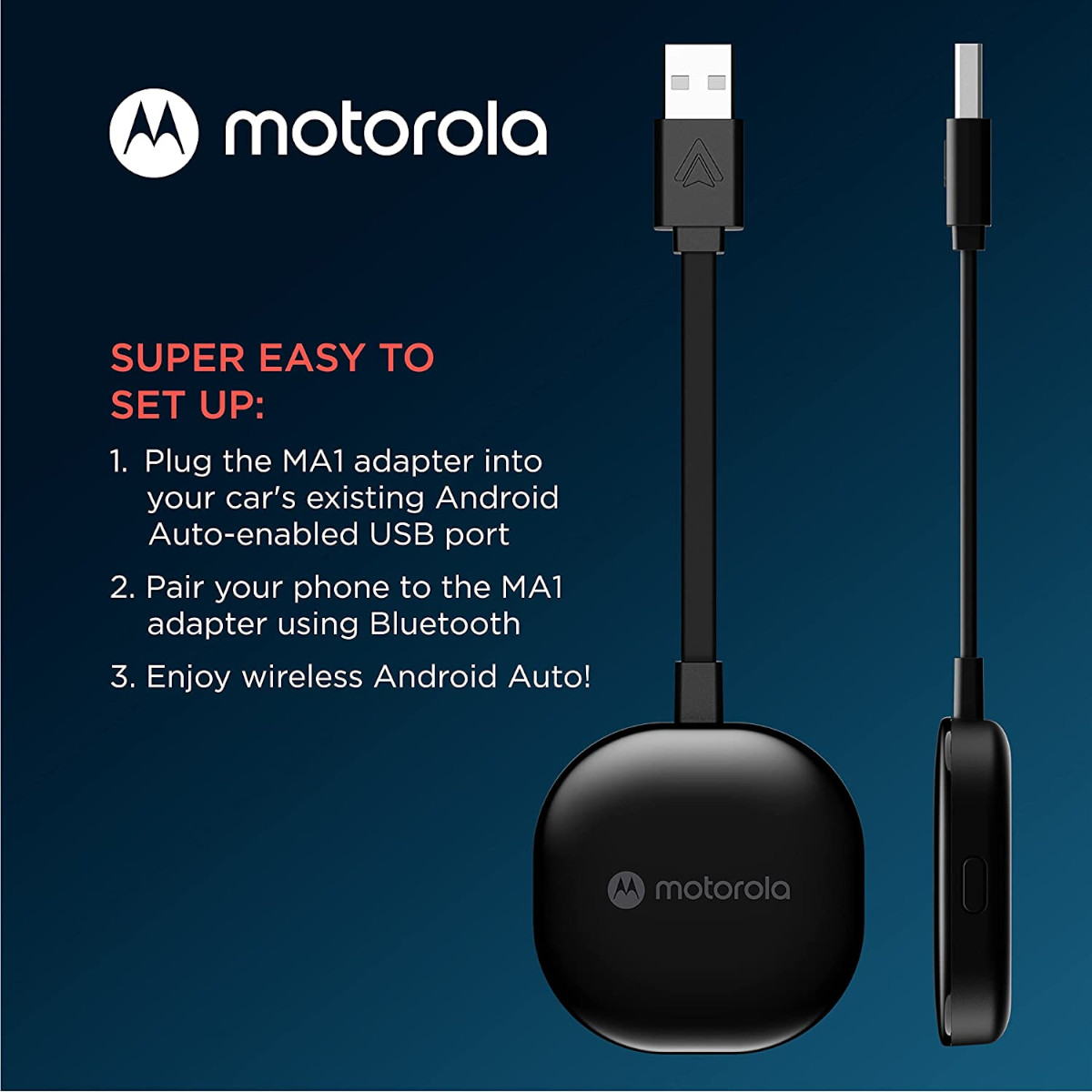 Foto 7 | Adaptador Inalámbrico Motorola MA1 color Negro Android para Auto Bluetooth Wifi