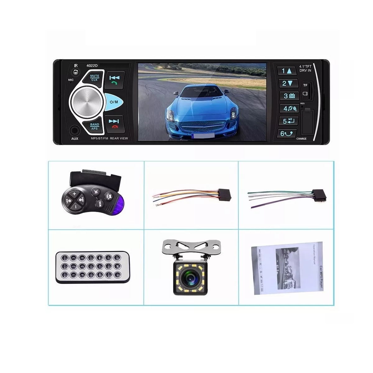 Foto 4 pulgar | Auto Estéreo 4.1 Pantalla 1 Din Bluetooth Usb Sd Fm + Cámara Eo Safe Imports color Negro