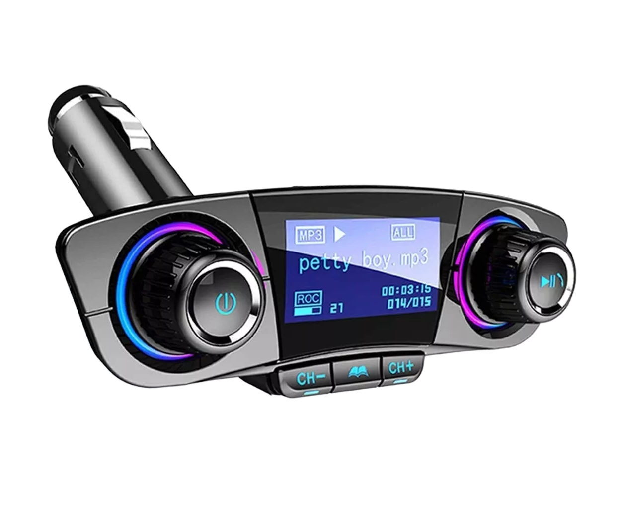 Foto 2 pulgar | Receptor Bluetooth Y Transmisor Fm Auto Cargador Rápido 2usb Negro