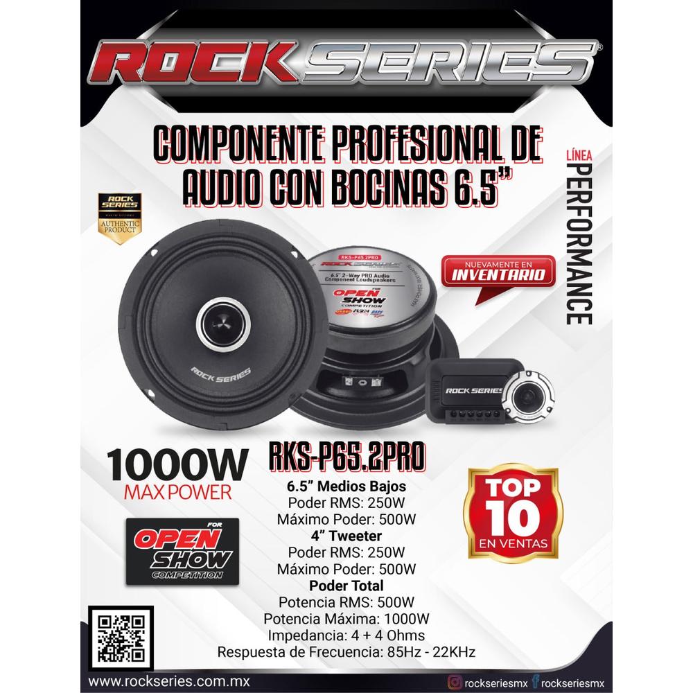 Foto 5 pulgar | Set de Medios Profesional Rock Series Rks-p65.2pro 1000 Watts Open Show 2 Vías Performance Series