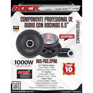 Foto 4 | Set de Medios Profesional Rock Series Rks-p65.2pro 1000 Watts Open Show 2 Vías Performance Series