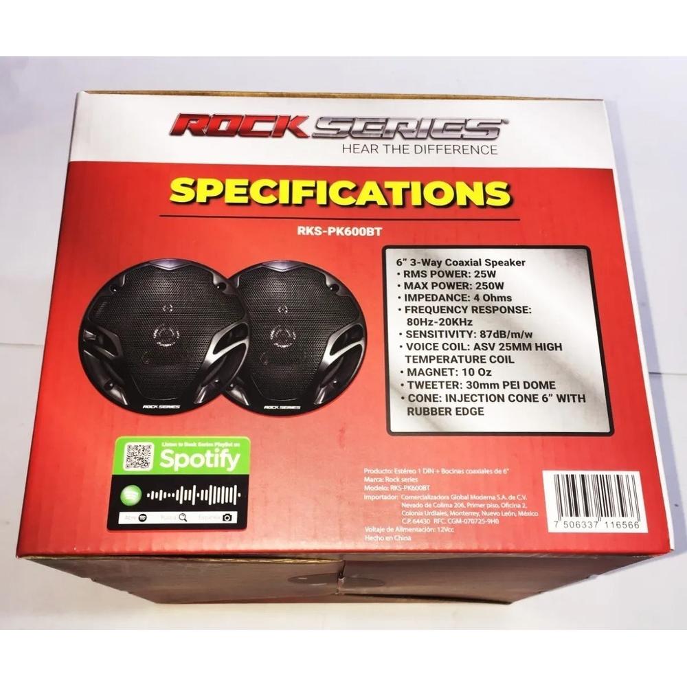 Foto 3 | Estéreo 1 Din Bluetooth + Par de Bocinas 6.5'' Rock Series Rks-pk600bt 2 Puertos Usb Aux