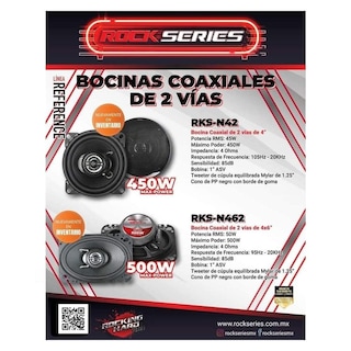 Foto 3 | Bocinas Rock Series Rksn42 de 450 W 2 Piezas