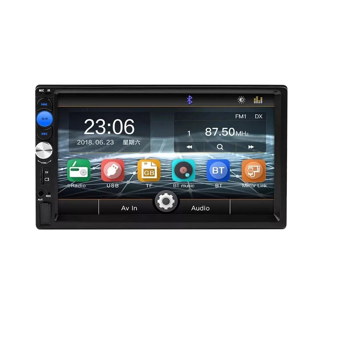 Auto Estéreo Táctil Bluetooth Usb Fm Aux Cámara Eo Safe Imports Esi-12812 Negro