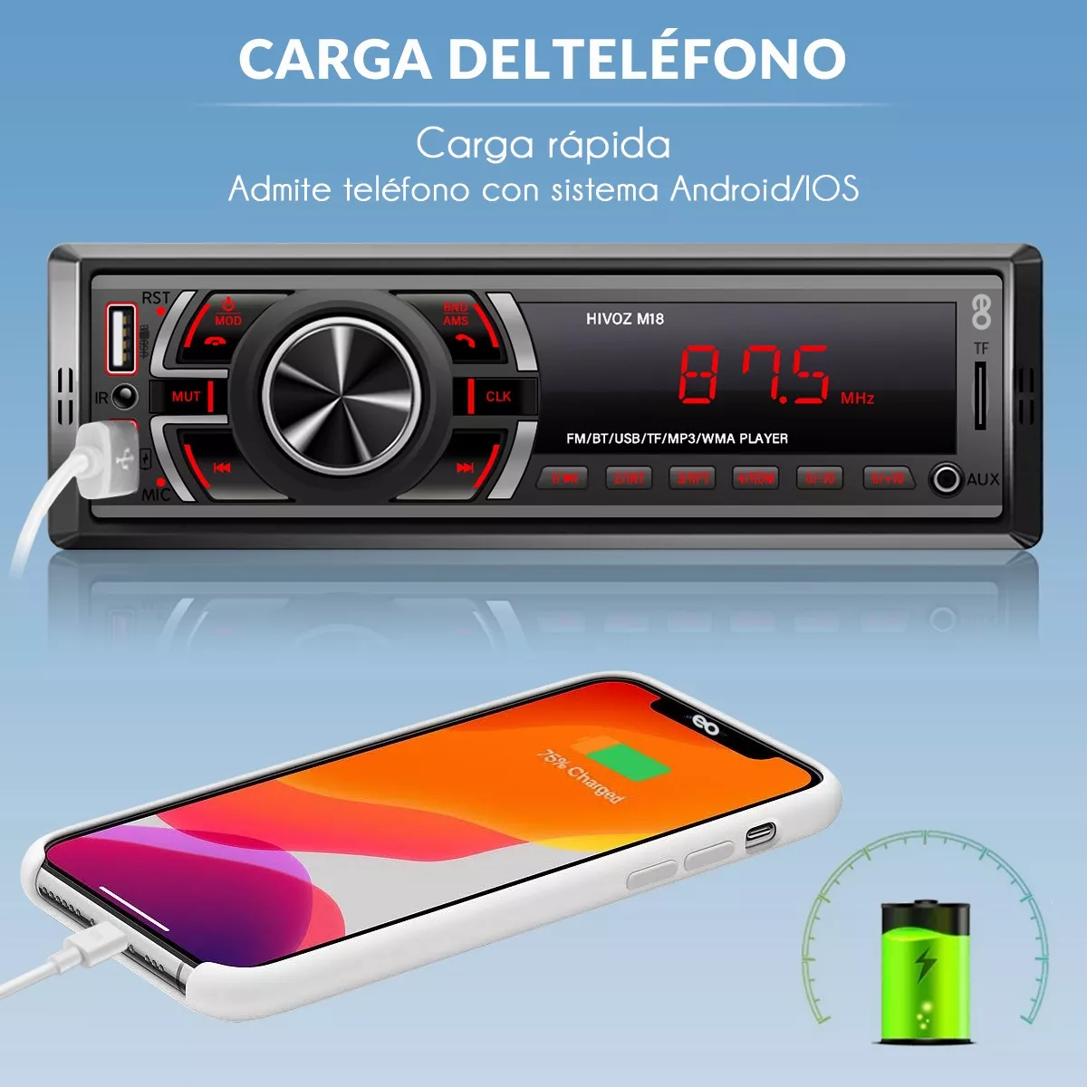 Foto 4 pulgar | Auto Estereo Coche Reproductor Mp3 Radio Con Bt Aux Usb Sd Eo Safe Imports Esi-6550-1 Negro