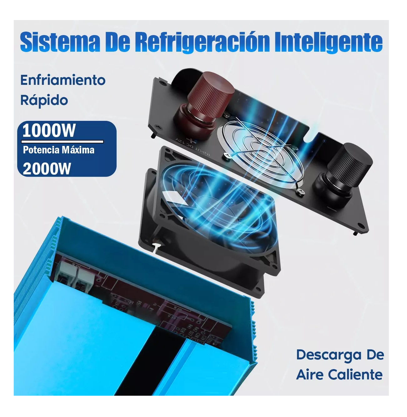 Foto 5 pulgar | Inversor De Corriente Dual 1000w Con 4 Usb 12 Vcc A 110 Vca Azul