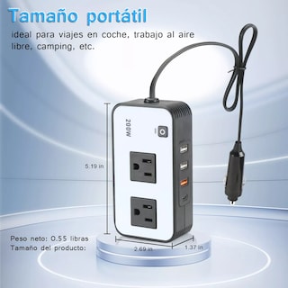 Foto 3 | Inversor de Corriente para Auto 200w con Encendedor Eo Safe Imports Esi-13216 Multicolor