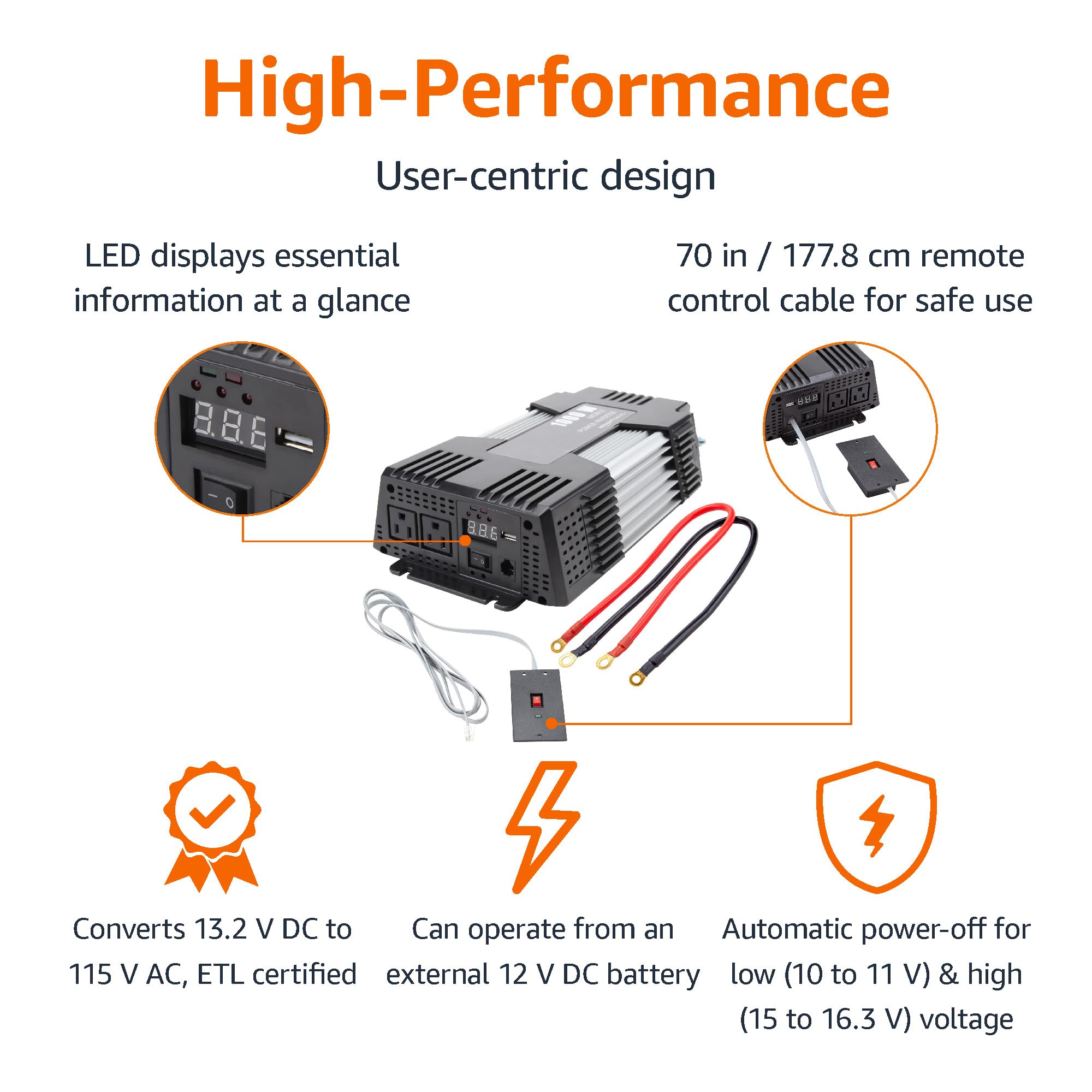 Foto 4 pulgar | Inversor de Corriente para Coche 1000 W 12 V A 110 V 1000 W - Venta Internacional